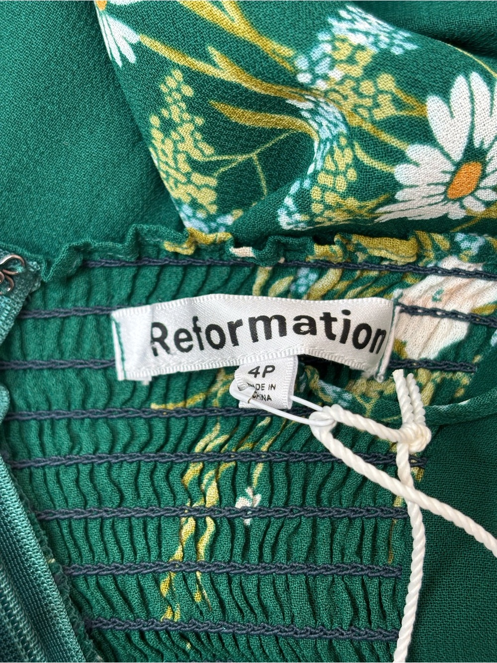 Reformation Juliette MIdi Dress Buena Emerald Green Floral Size 4P New - Picture 10 of 14
